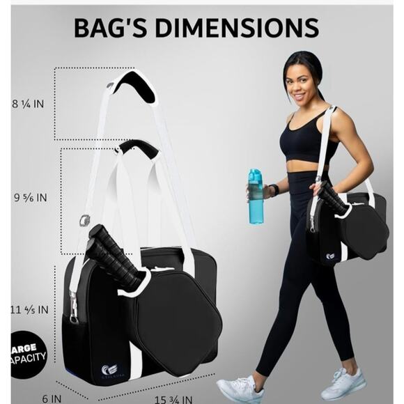 PINK Pickelball Bag Tote Set With Paddle Bag Water Resistant Large Capacity New - Picture 6 of 9